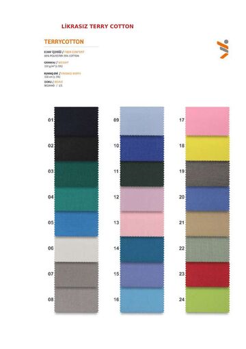 Kumaş Kartelası — Likrasız Terry Cotton